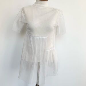 [NEW]Sheer White Layered Top